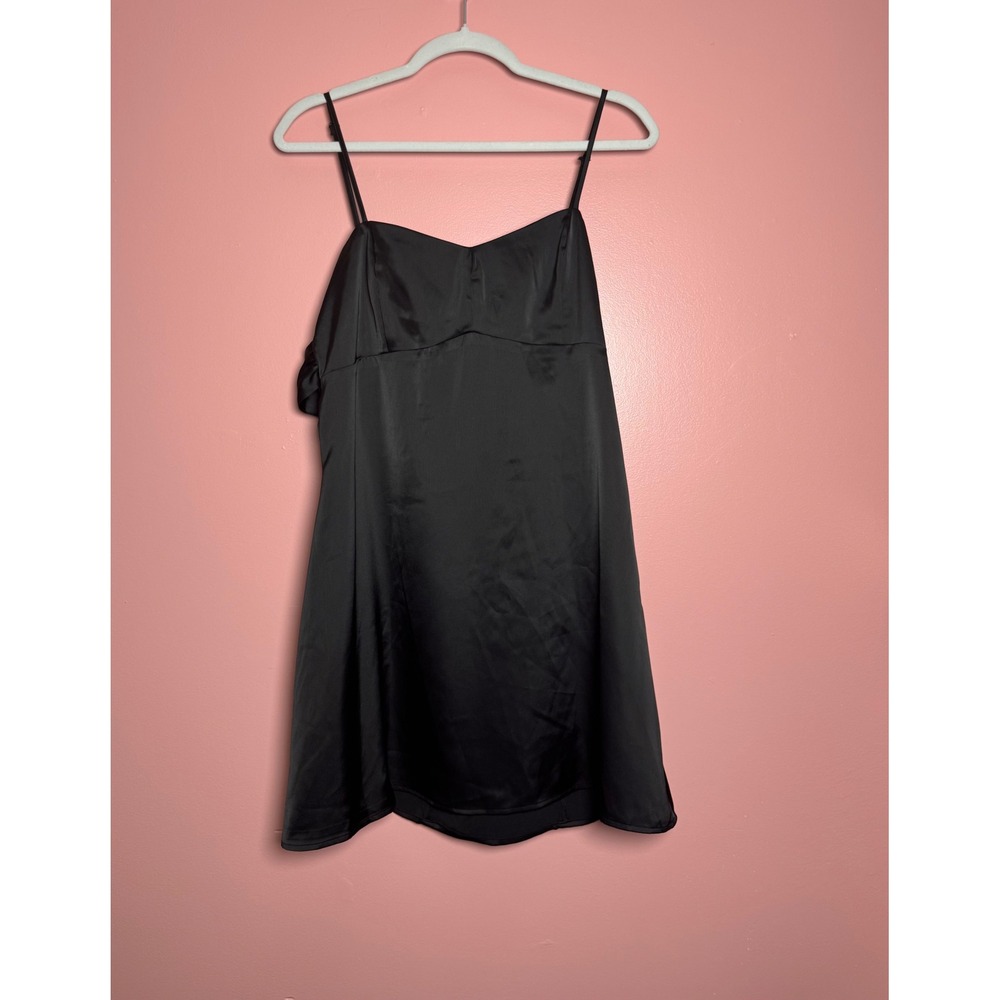Urban‎ Outfitters Satin Mini Dress Women Large Black Good Tie Back Bow Cutout
